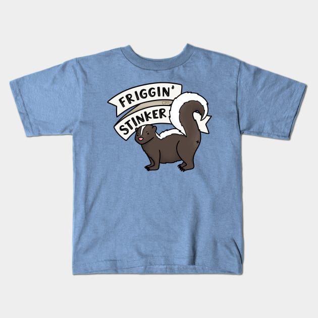 Friggin’ Stinker Skunk Kids T-Shirt by Christine Parker & Co